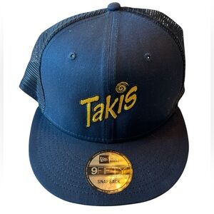 New Era TAKIS Chips Navy Blue & Yellow UNUSED Snapback Trucker Baseball Hat